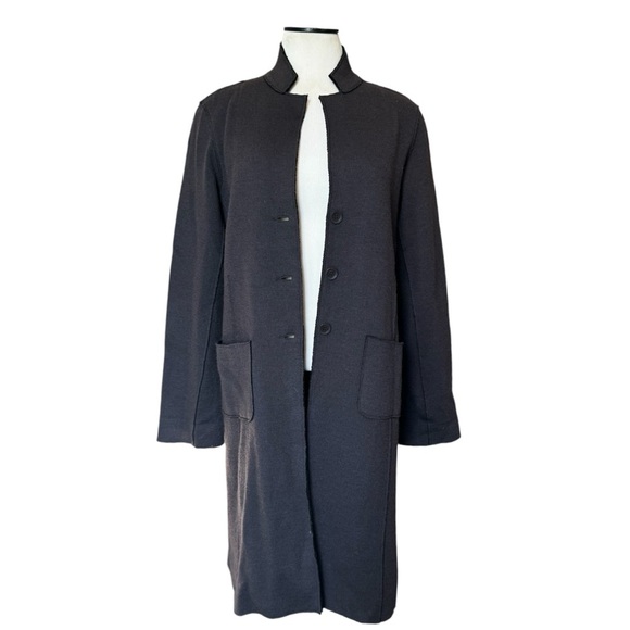 Eileen Fisher 100% Merino Wool Rib Ponte High Collar Jacket Size S,Patch Pocket - Picture 1 of 12